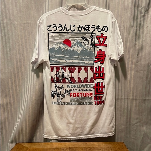 White Short Sleeve Tee with Colorful Graphic Design - Picture 2 of 6